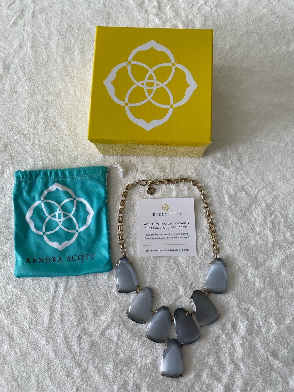 Kendra Scott Gray Bib Necklace with Gold Chain